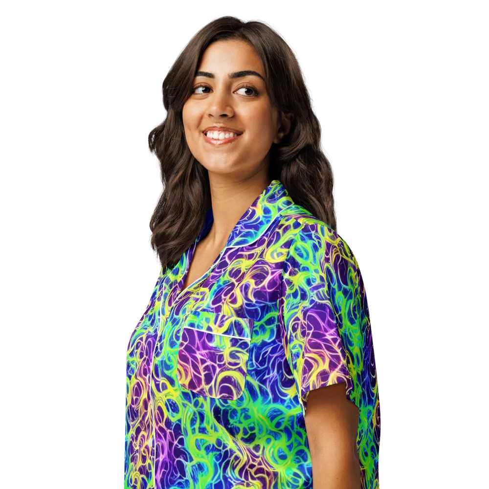 Nightwave Garden on Women's Short Sleeve Pajama Top — Left Front