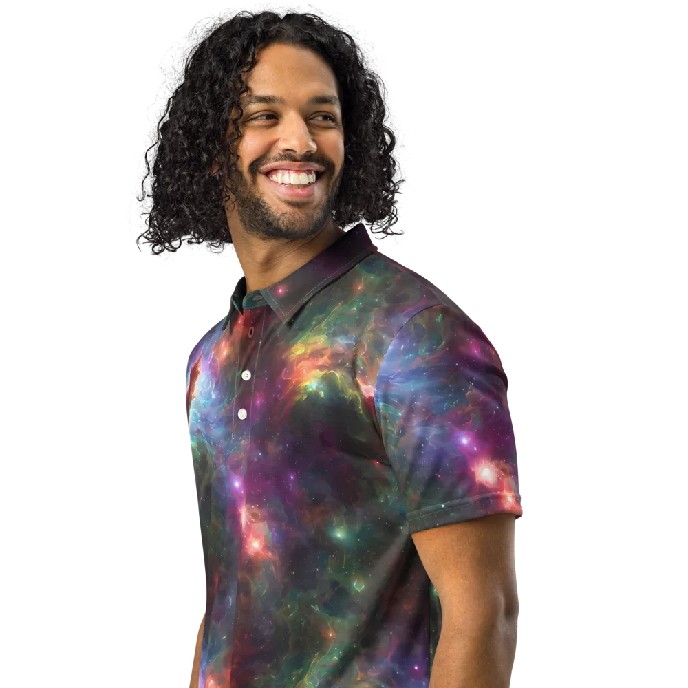 Astral Infusion on Men's Slim Fit Polo Shirt — Left Front