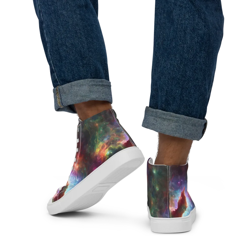 Astral Infusion on Men's High Top Canvas Shoes — Back