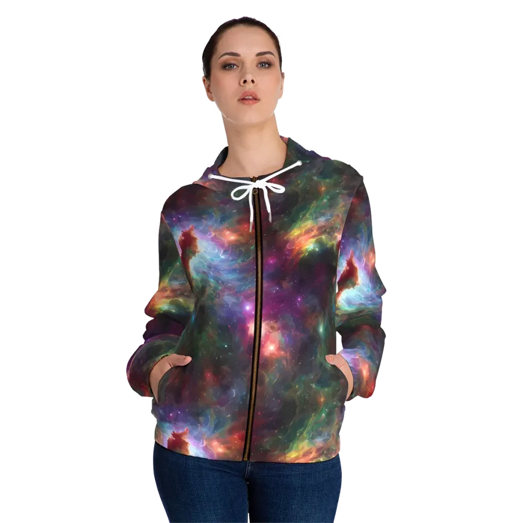 Astral Infusion on Women's Full-Zip Hoodie — Front On Person