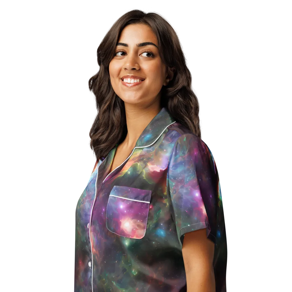 Astral Infusion on Women's Short Sleeve Pajama Top — Left Front