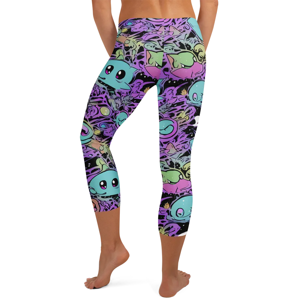 Neon Dreamlings on Capri Leggings — Back