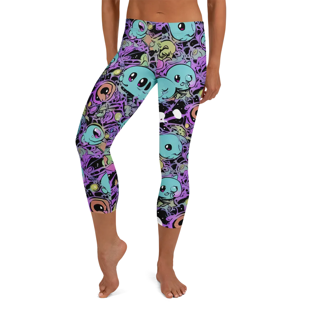 Neon Dreamlings on Capri Leggings — Front