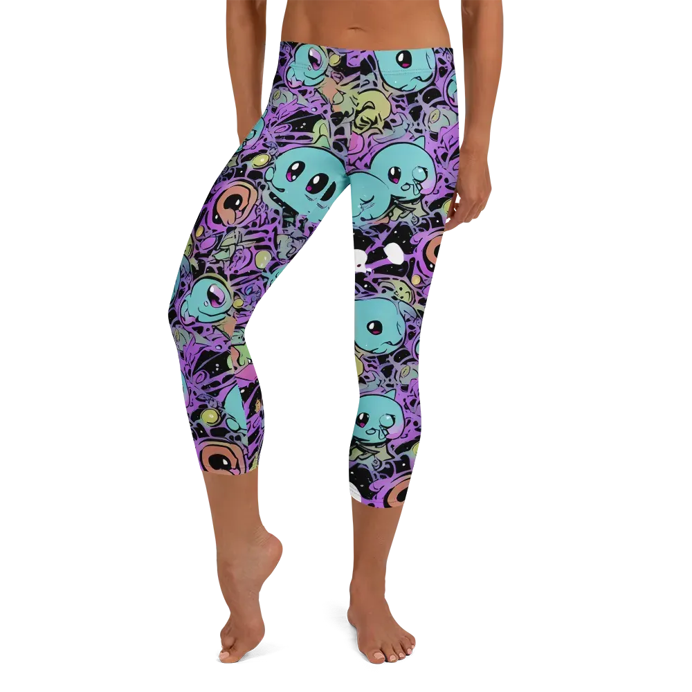 Neon Dreamlings on Capri Leggings — Front