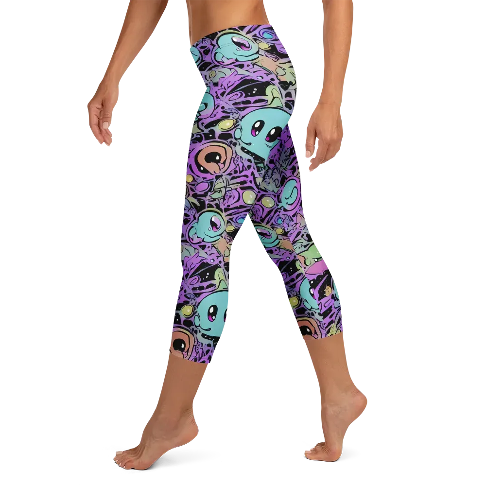 Neon Dreamlings on Capri Leggings — Left