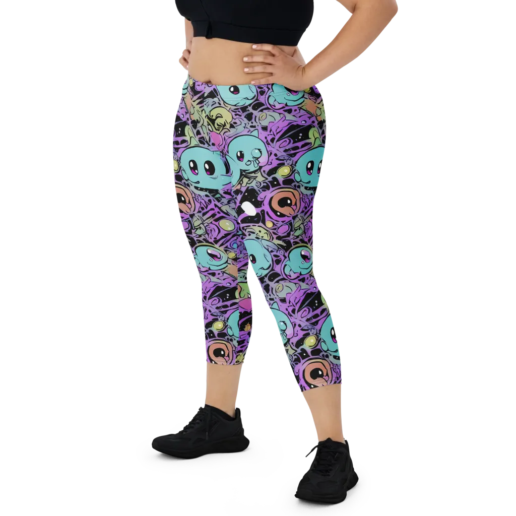 Neon Dreamlings on Capri Leggings — Front