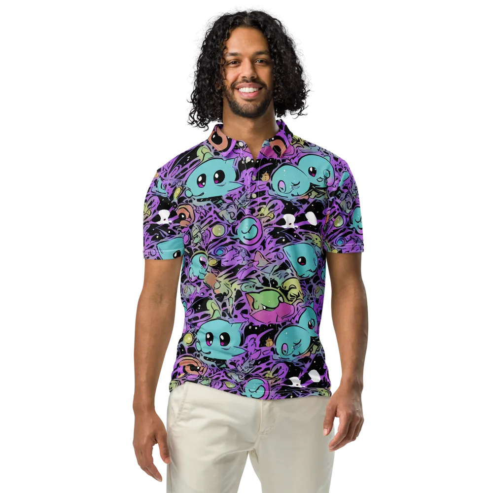 Neon Dreamlings on Men's Slim Fit Polo Shirt — Front