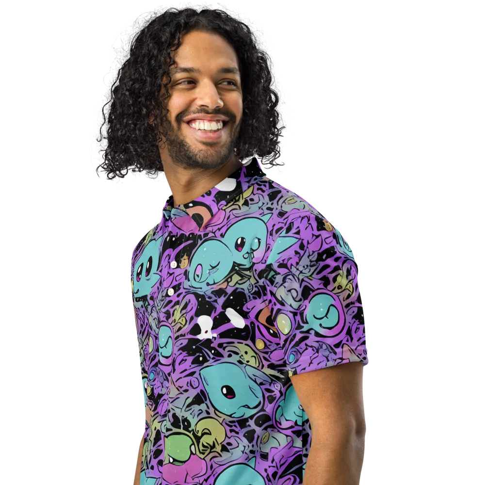 Neon Dreamlings on Men's Slim Fit Polo Shirt — Left Front