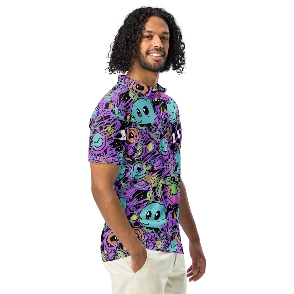 Neon Dreamlings on Men's Slim Fit Polo Shirt — Right Front