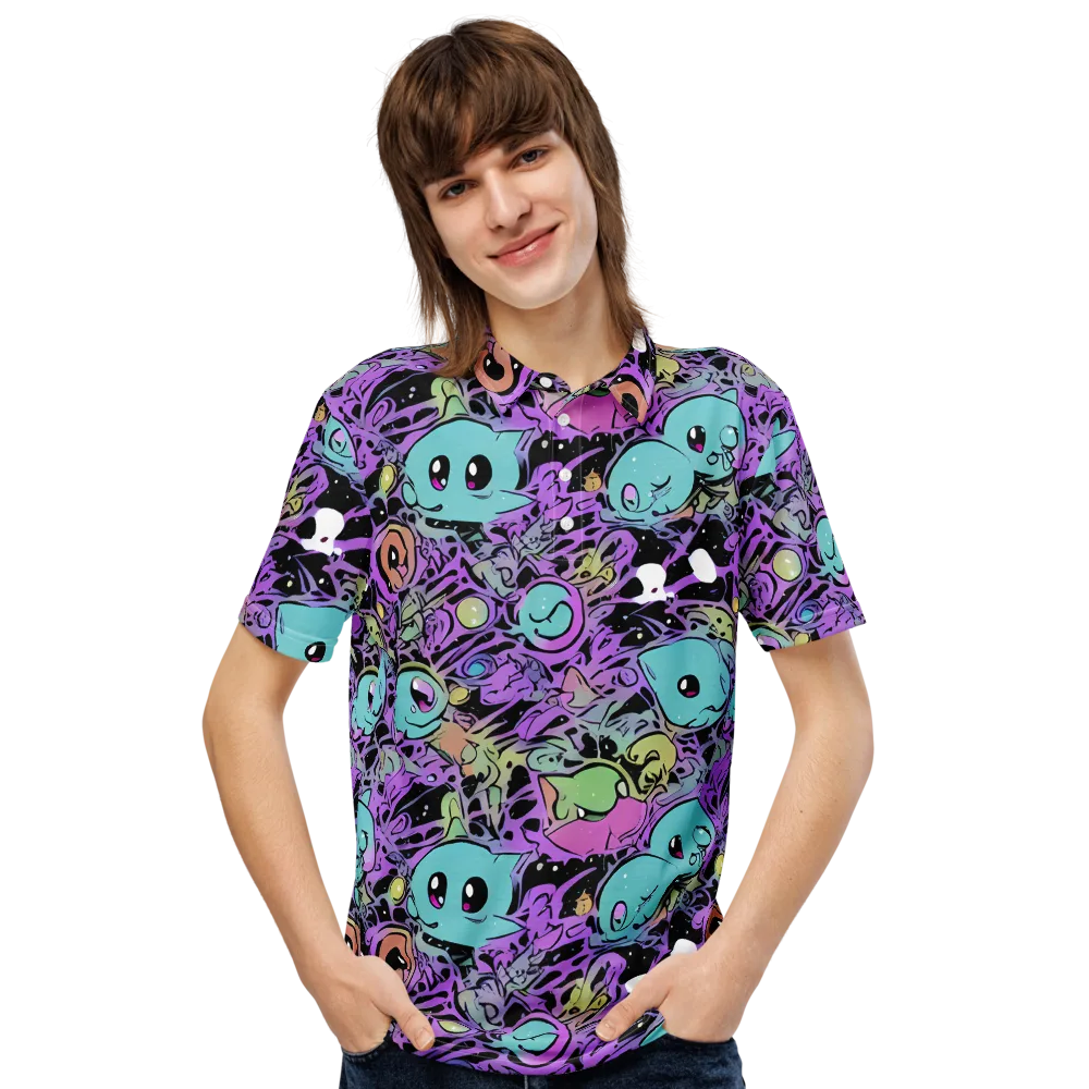 Neon Dreamlings on Men's Slim Fit Polo Shirt — Front