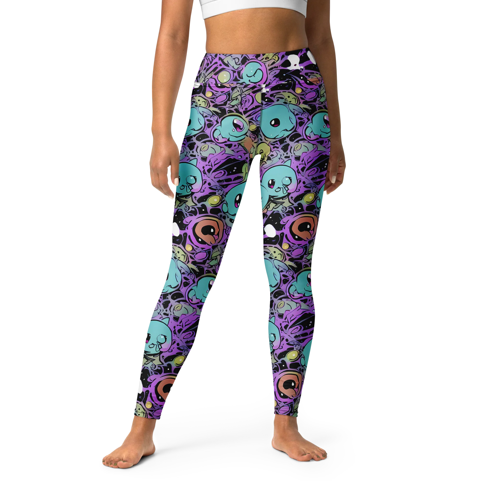 Neon Dreamlings on Yoga Leggings — Front