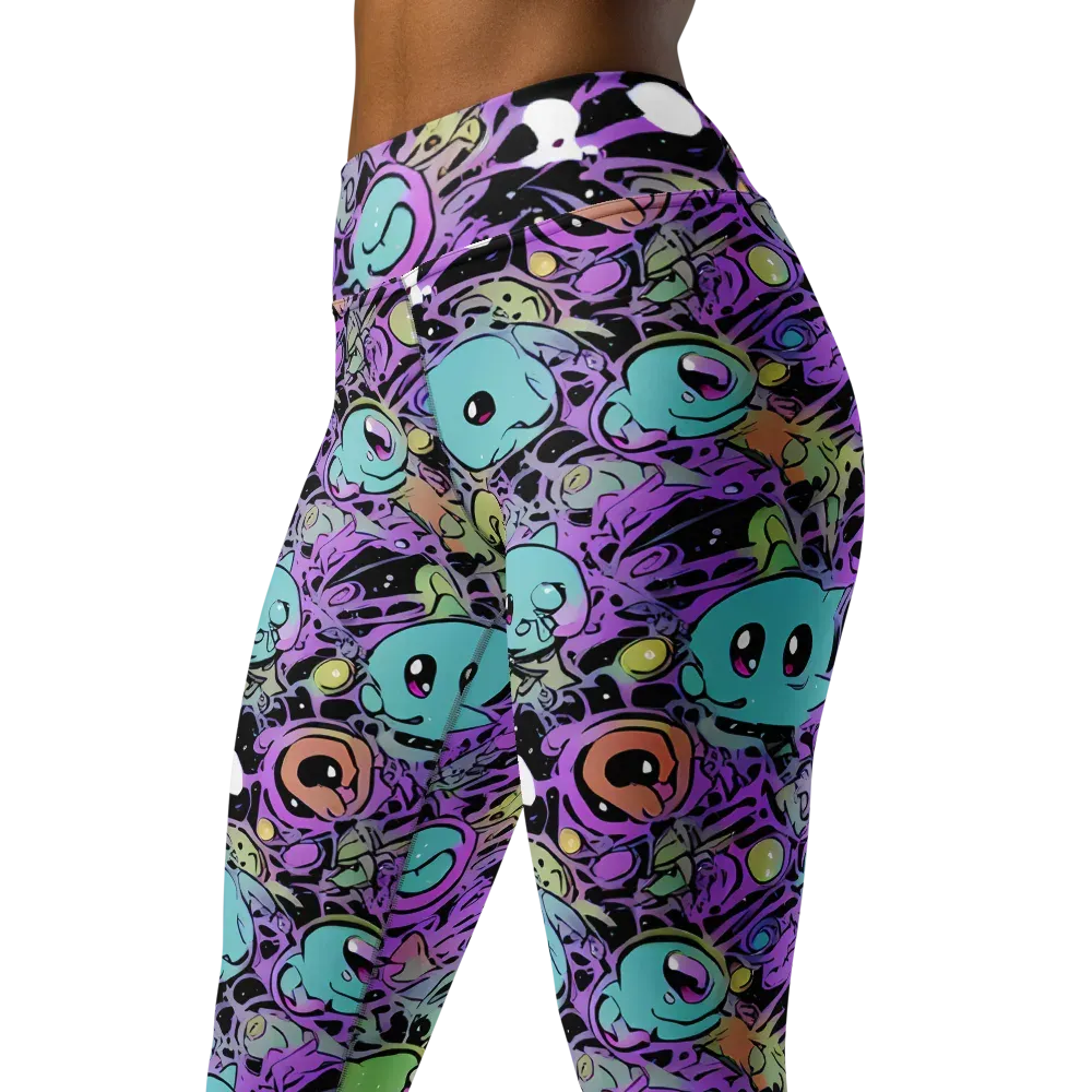 Neon Dreamlings on Yoga Leggings — Left Front