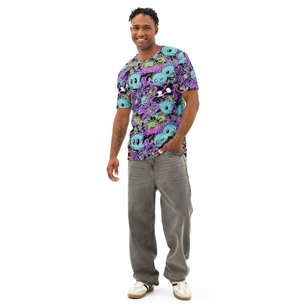 Neon Dreamlings on Men's Cotton Crew Neck T-Shirt — Front