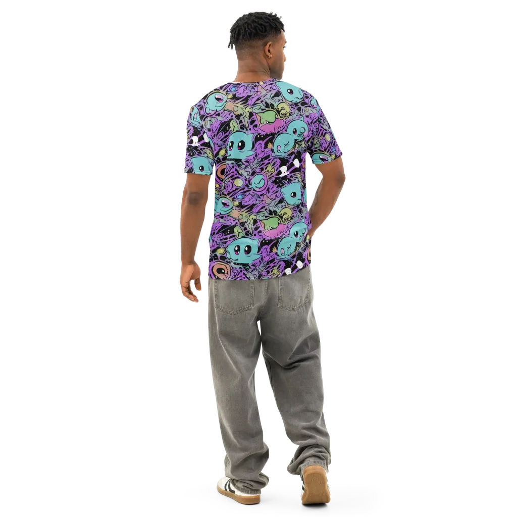 Neon Dreamlings on Men's Cotton Crew Neck T-Shirt — Back