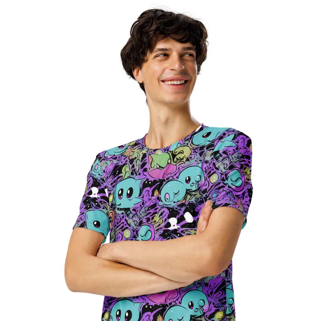 Neon Dreamlings on Men's Crew Neck T-Shirt — Left Front