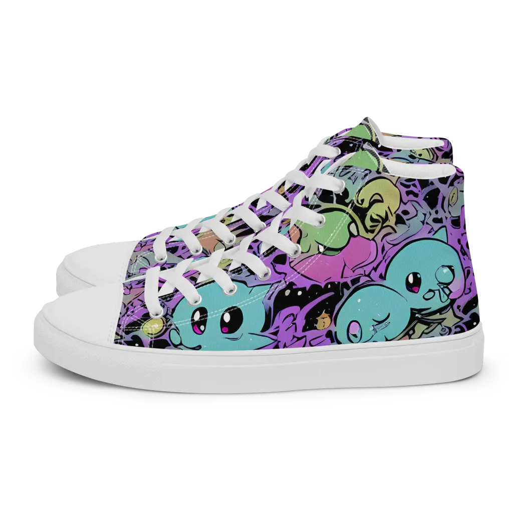 Neon Dreamlings on Men's High Top Canvas Shoes — Left
