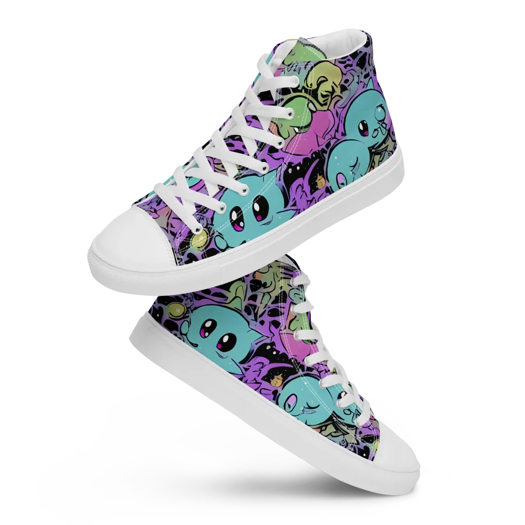 Neon Dreamlings on Men's High Top Canvas Shoes — Front