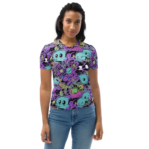Neon Dreamlings on a Women's Crew Neck T-Shirt