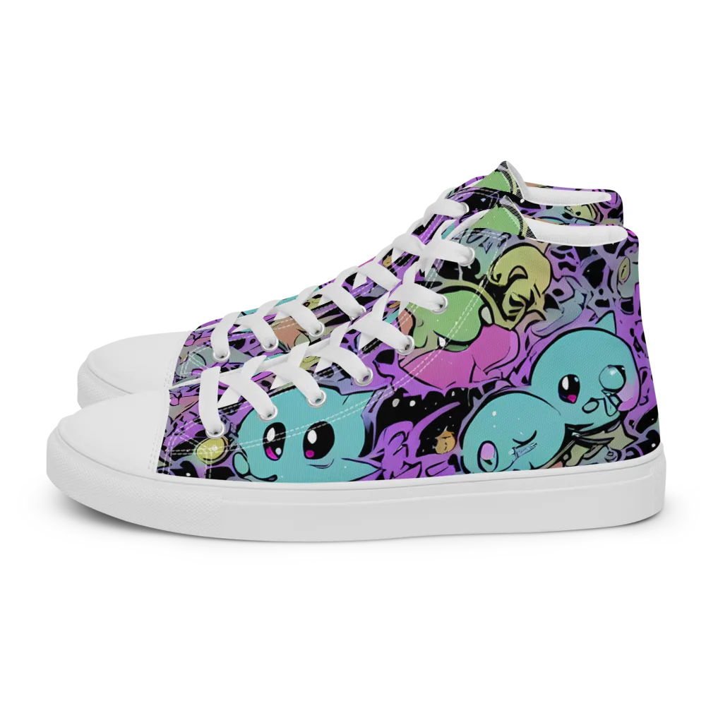 Neon Dreamlings on Women's High Top Canvas Shoes — Left