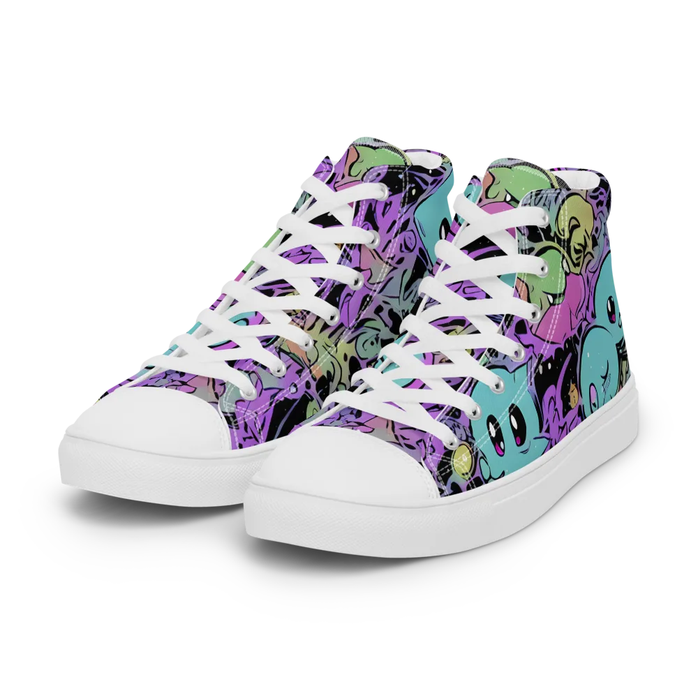 Neon Dreamlings on Women's High Top Canvas Shoes — Left Front