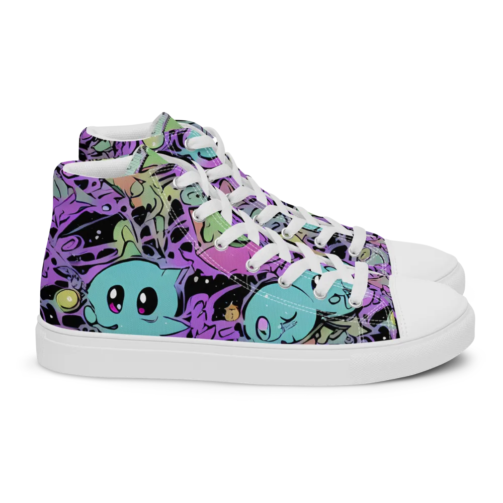 Neon Dreamlings on Women's High Top Canvas Shoes — Right