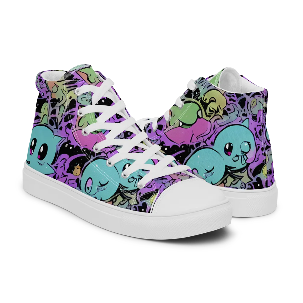 Neon Dreamlings on Women's High Top Canvas Shoes — Right