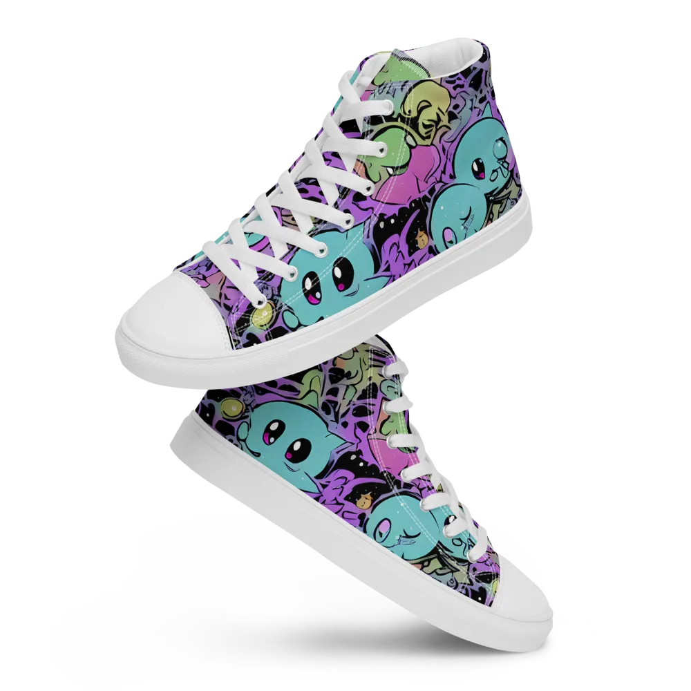 Neon Dreamlings on Women's High Top Canvas Shoes — Front
