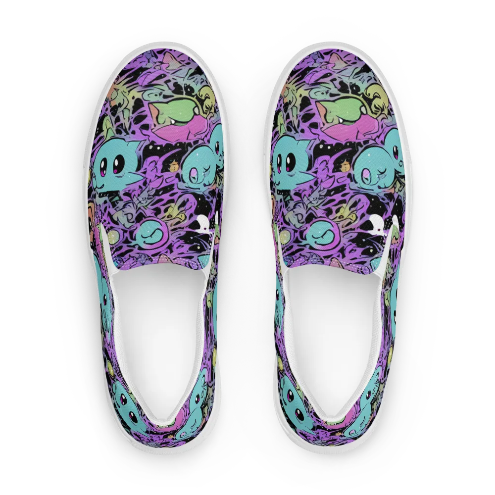 Neon Dreamlings on Men's Slip-On Canvas Shoes — Front