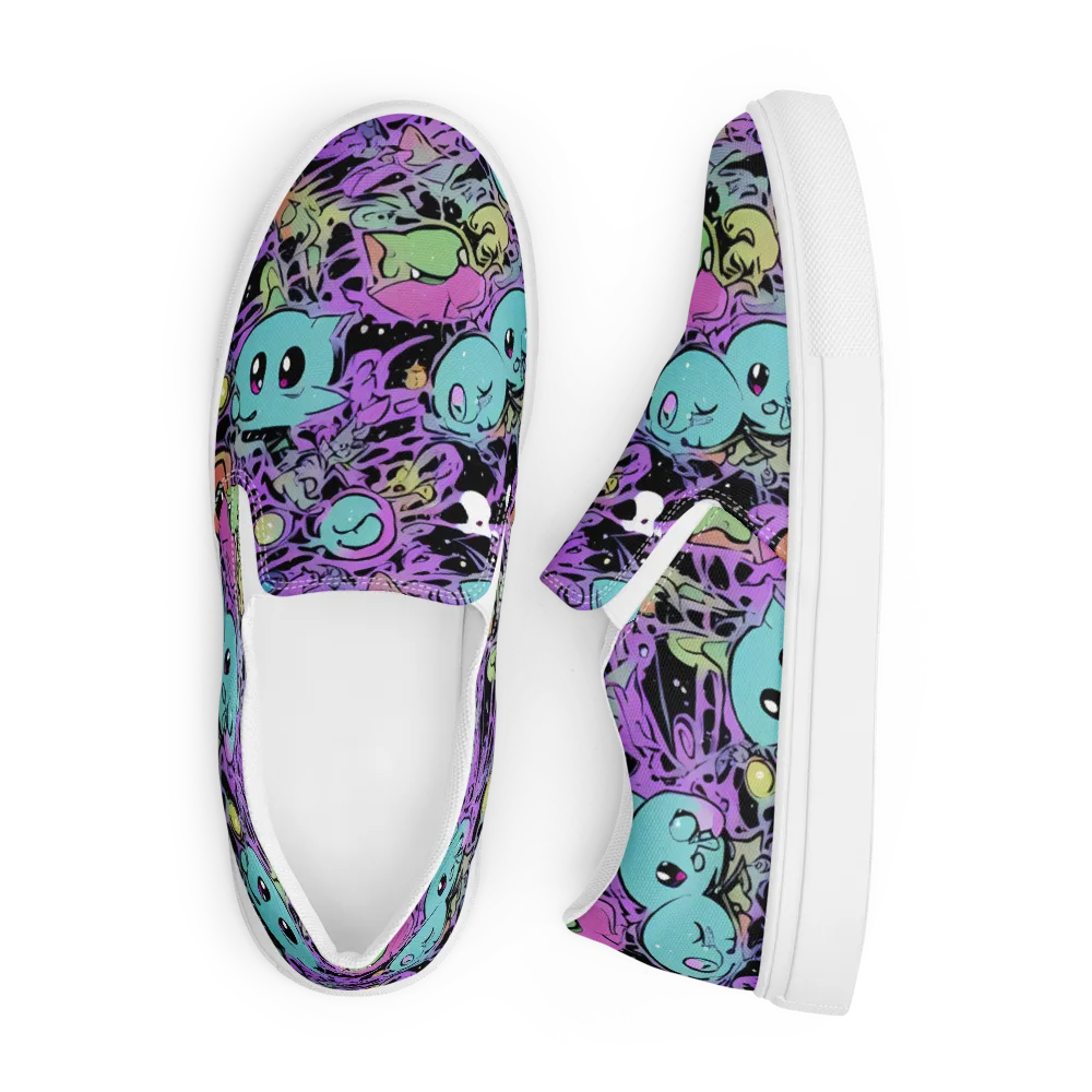 Neon Dreamlings on Men's Slip-On Canvas Shoes — Front