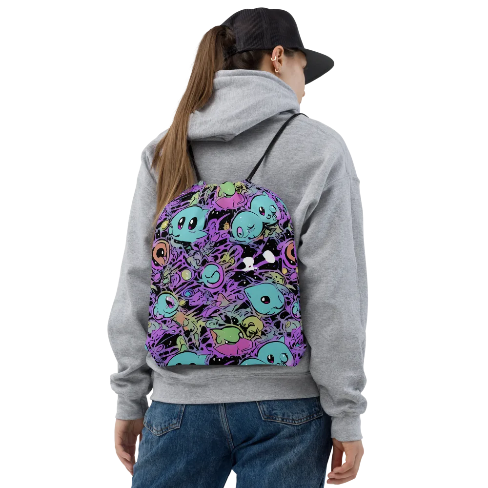 Neon Dreamlings on Drawstring Bag — Front