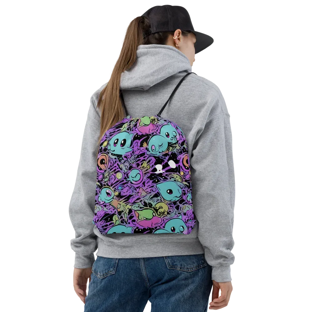 Neon Dreamlings on Drawstring Bag — Front