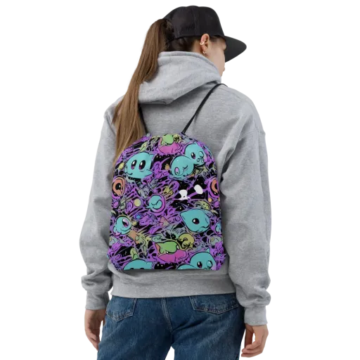 Neon Dreamlings on a Drawstring Bag