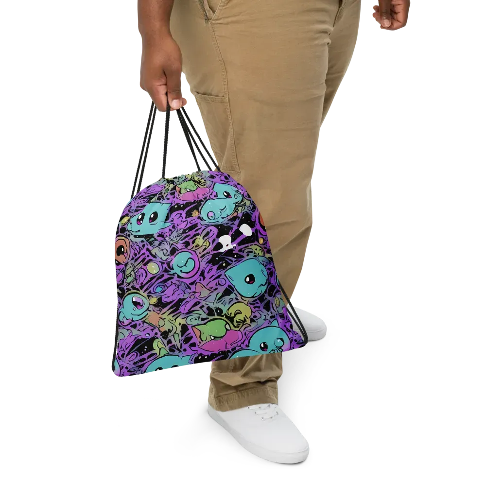 Neon Dreamlings on Drawstring Bag — Front