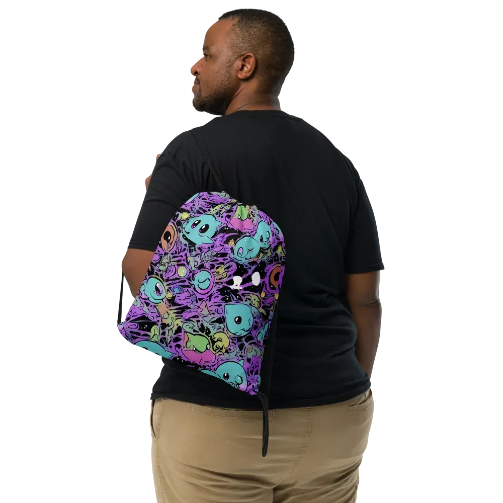 Neon Dreamlings on Drawstring Bag — Front