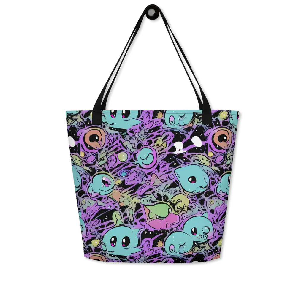 Neon Dreamlings on Large Tote Bag W/ Pocket — Front