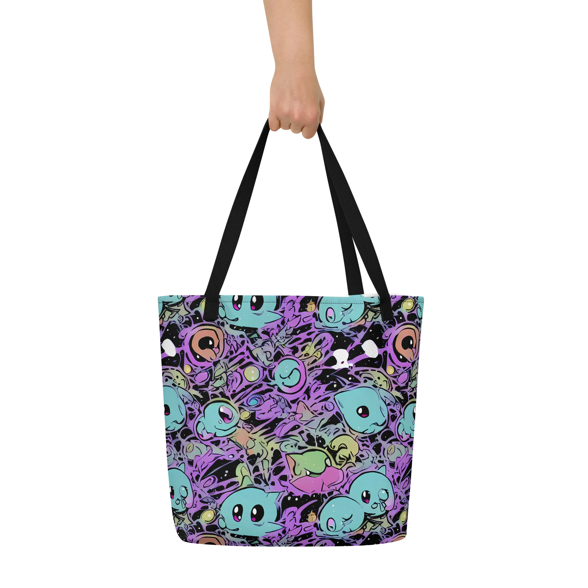 Neon Dreamlings on Large Tote Bag W/ Pocket — Front