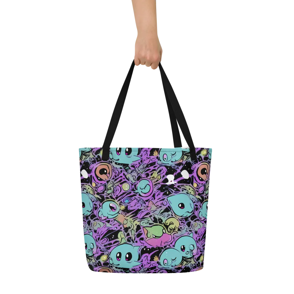 Neon Dreamlings on Large Tote Bag W/ Pocket — Front