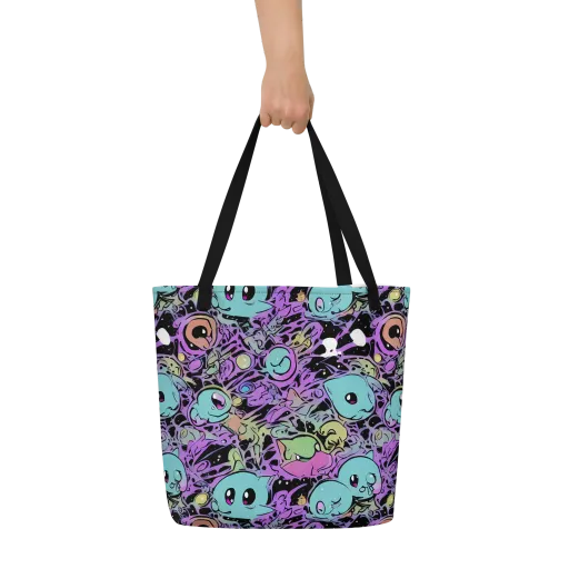 Neon Dreamlings on a Large Tote Bag W/ Pocket