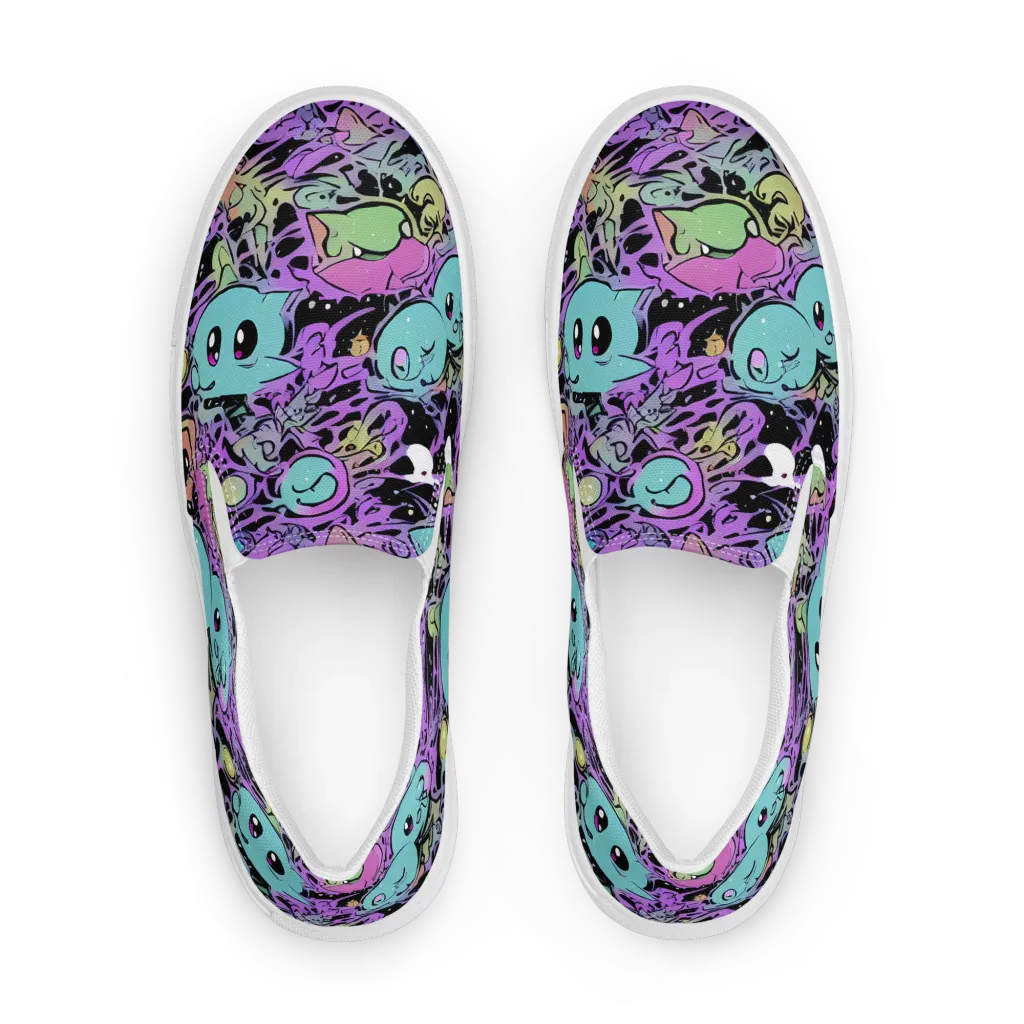 Neon Dreamlings on Women's Slip-On Canvas Shoes — Front