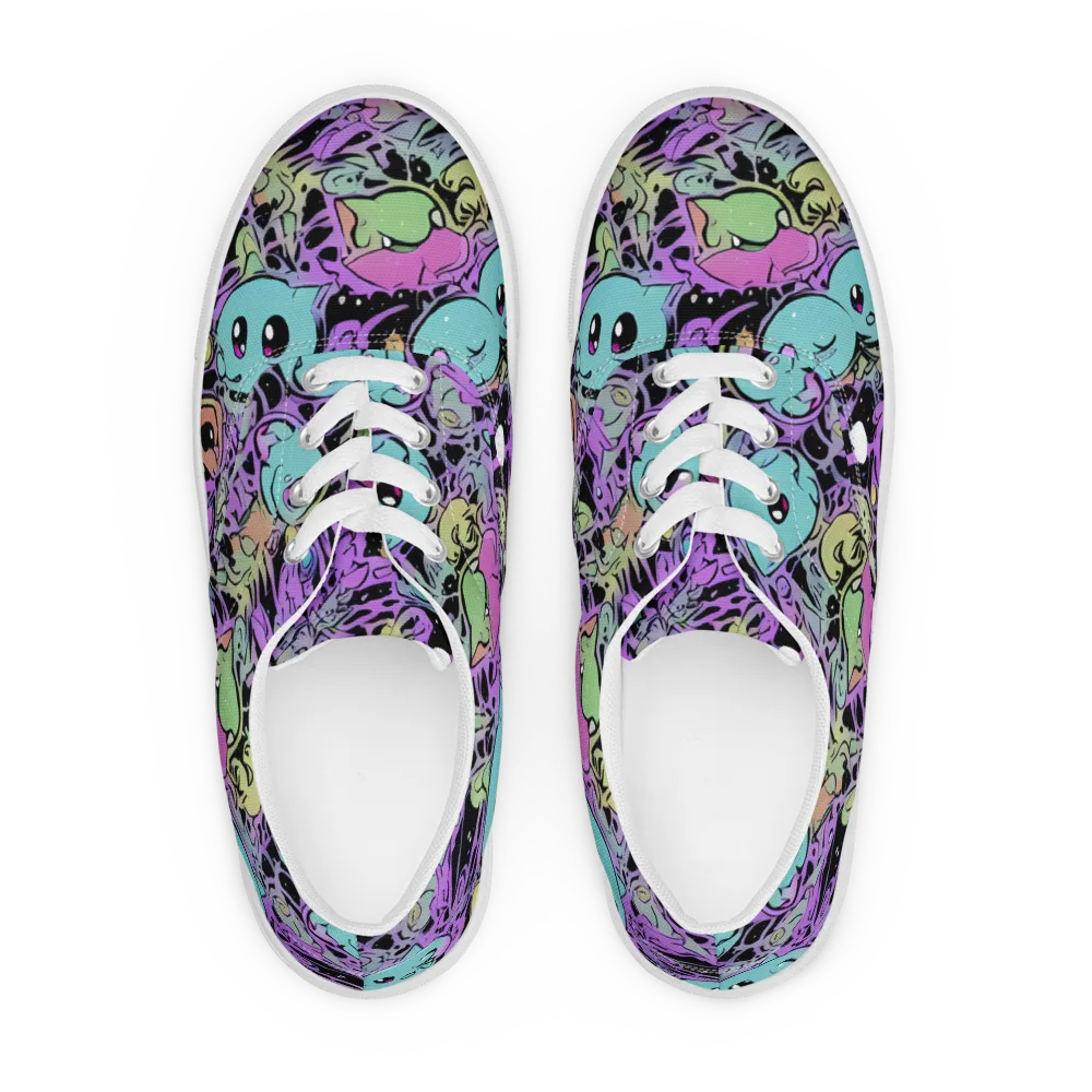 Neon Dreamlings on Men's Lace-Up Canvas Shoes — Front