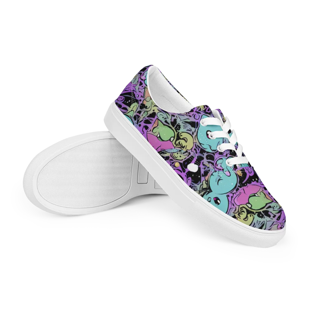 Neon Dreamlings on Men's Lace-Up Canvas Shoes — Right Front