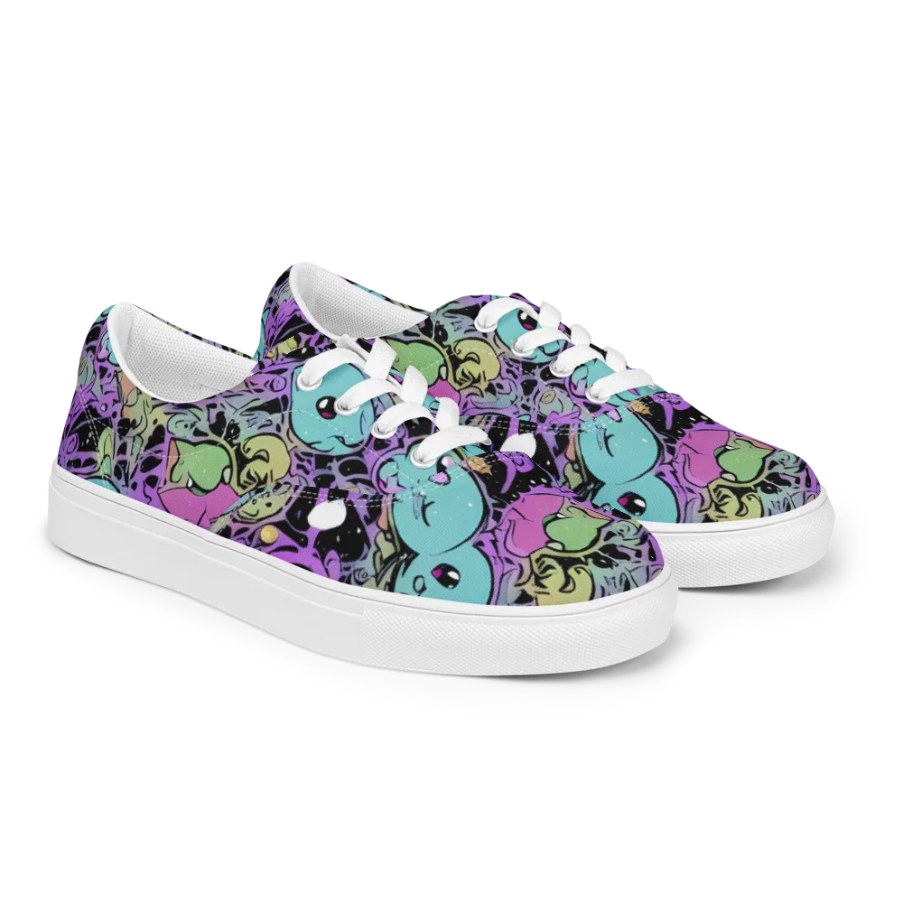 Neon Dreamlings on Men's Lace-Up Canvas Shoes — Right Front