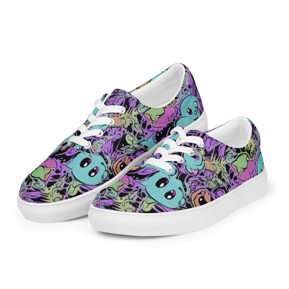 Neon Dreamlings on Men's Lace-Up Canvas Shoes — Left Front