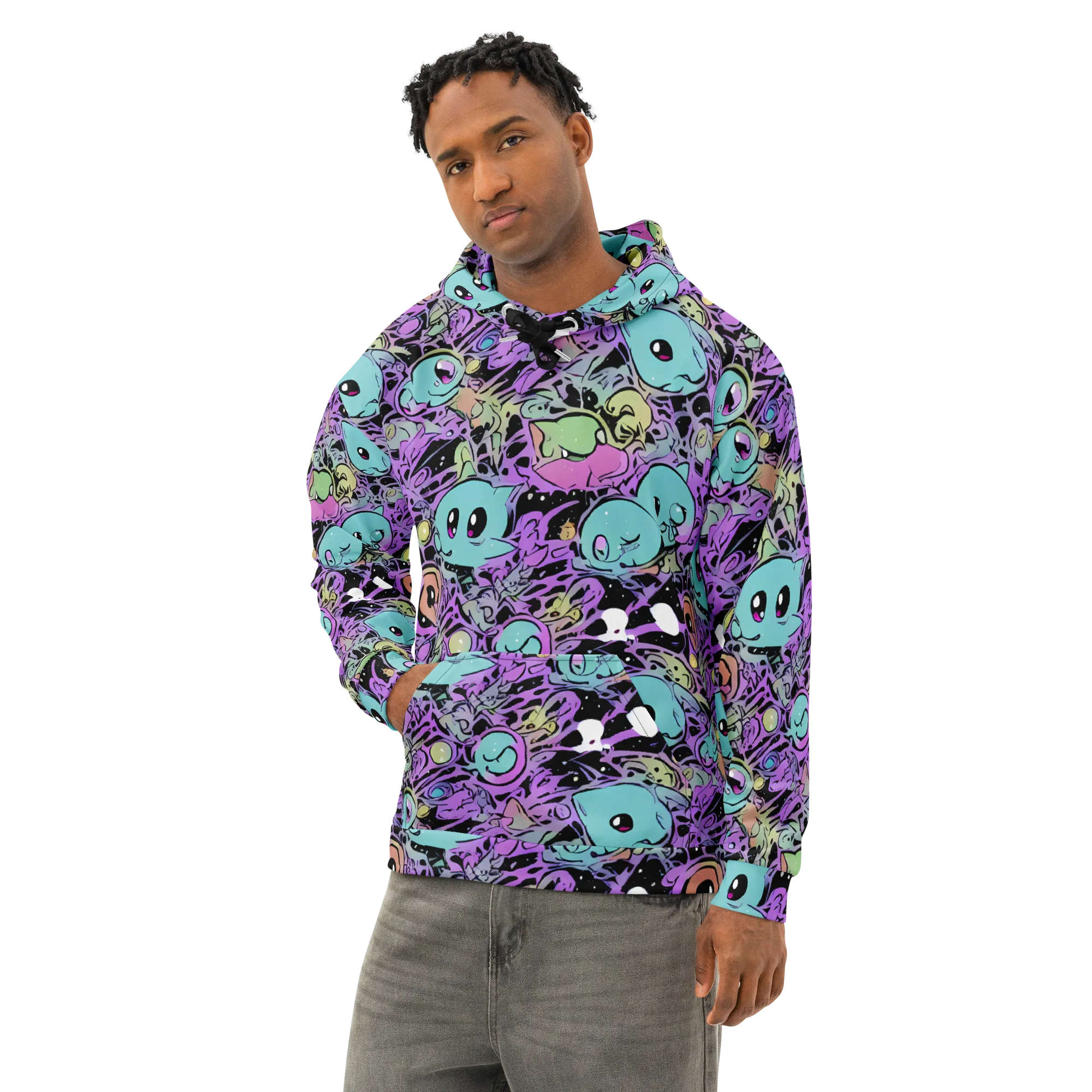 Neon Dreamlings on Cotton Hoodie — Left Front