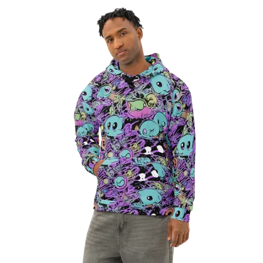 Neon Dreamlings on a Cotton Hoodie