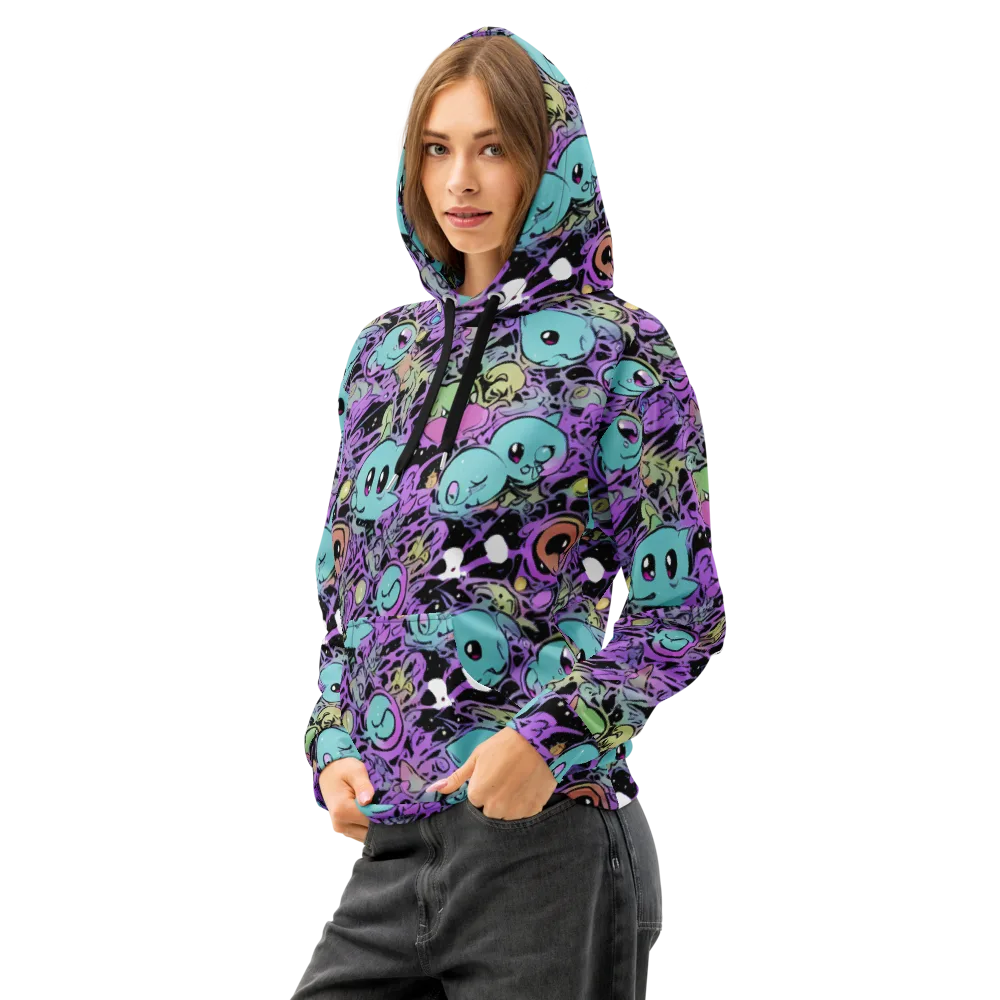 Neon Dreamlings on Cotton Hoodie — Left Front