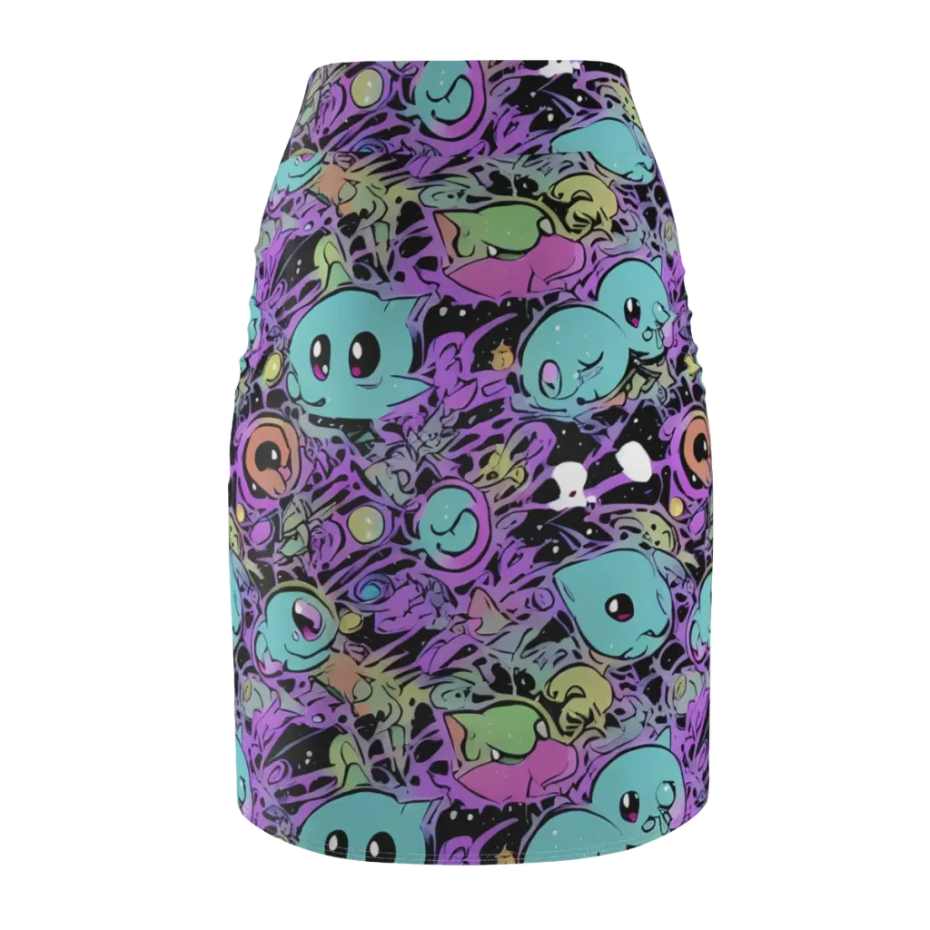 Neon Dreamlings on Pencil Skirt — Back