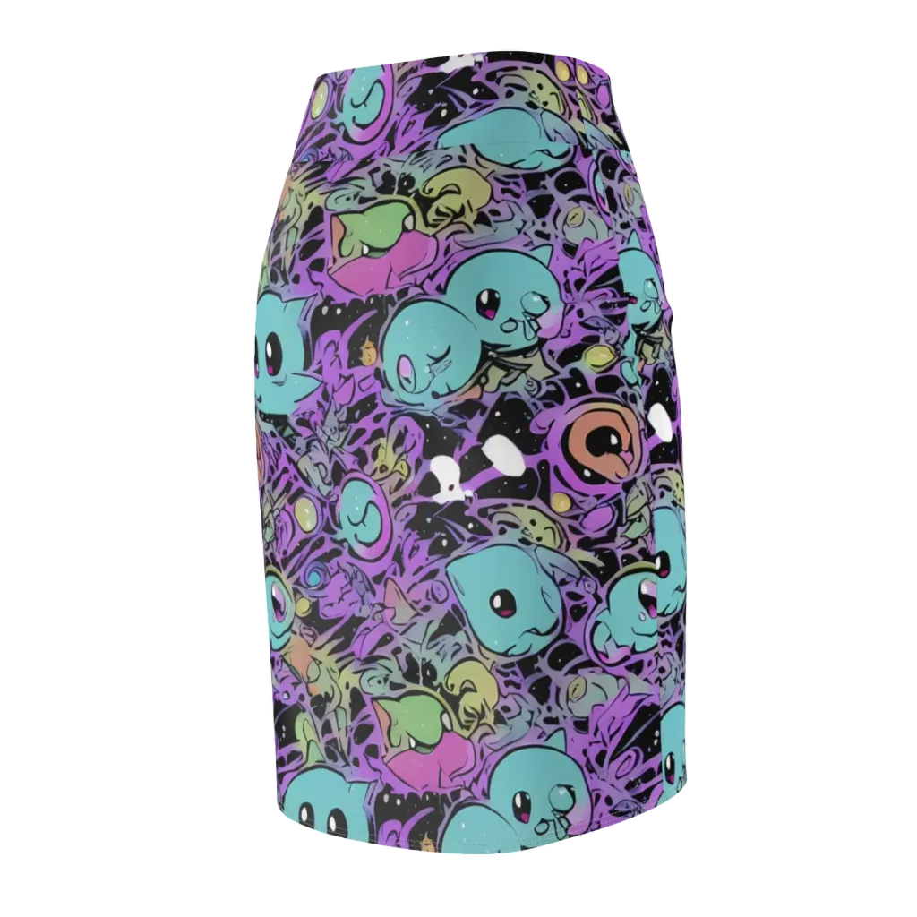 Neon Dreamlings on Pencil Skirt — Back Side