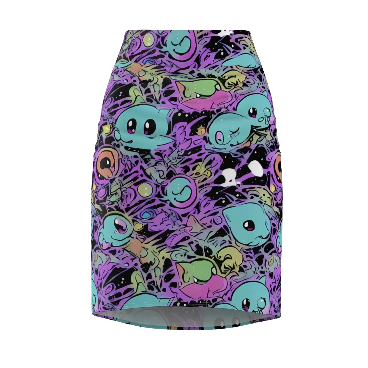 Neon Dreamlings on Pencil Skirt — Front