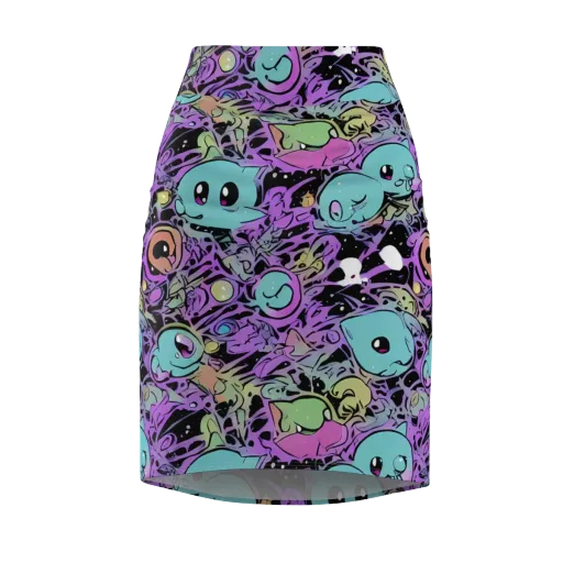 Neon Dreamlings on a Pencil Skirt